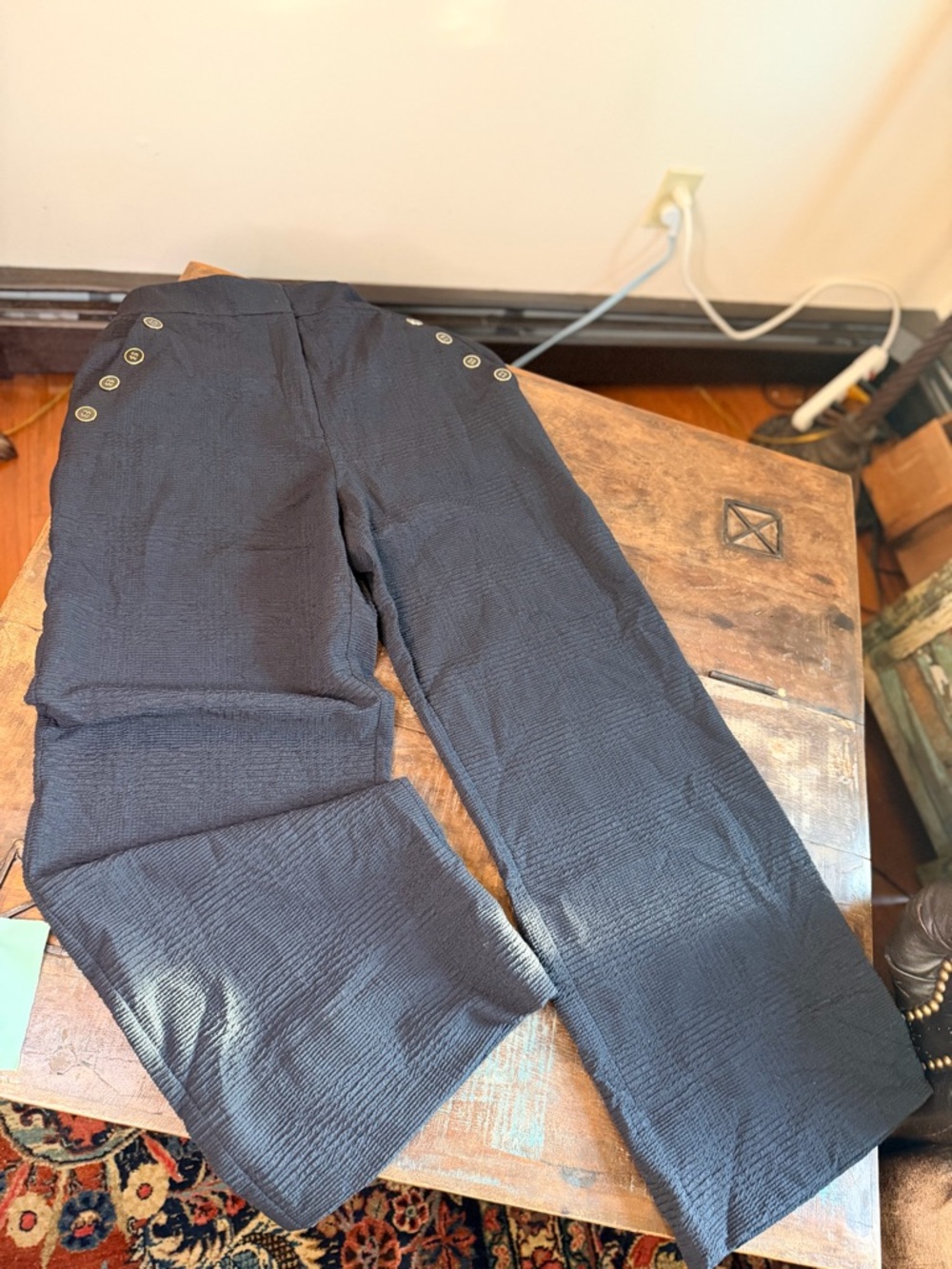 Veronica Beard Navy Button-Detail Women's Trousers